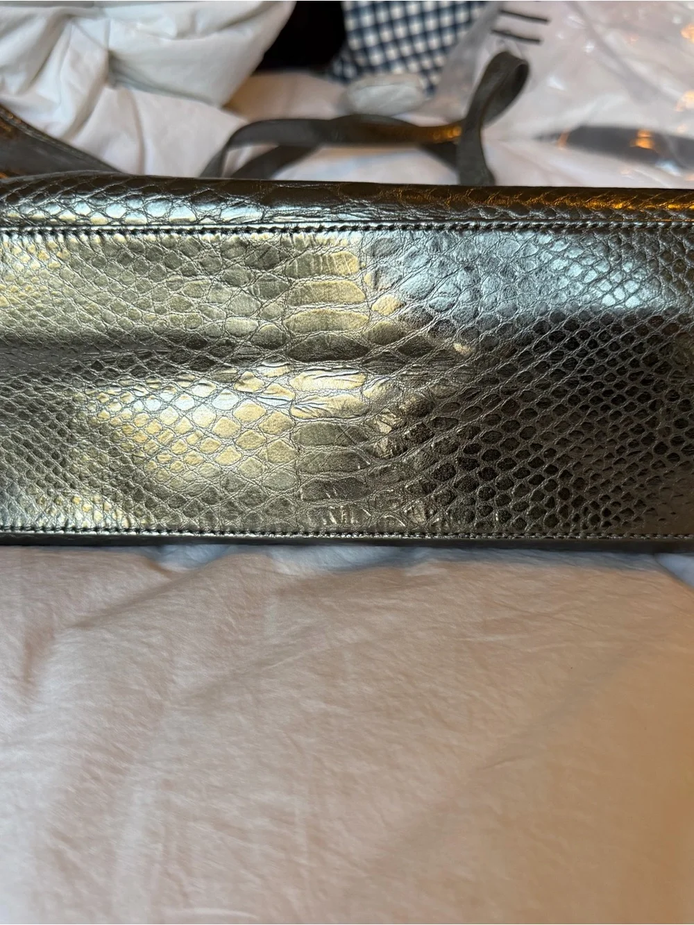 NWOT Michael Kors Metallic gray Snake-Embossed Tote